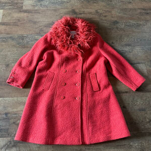 Women's Roaman's Red Pea Coat with Faux Fur Collar 24W